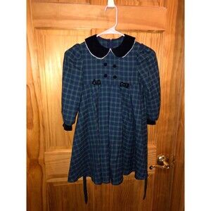bonnie jean dress size 5 green and black plaid
